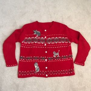 Large, red kitten sweater